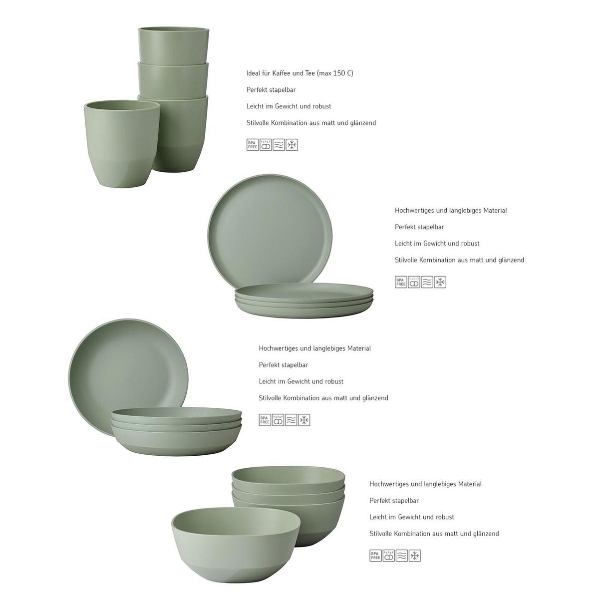 GESCHIRR-SET Silueta Nordic White 8-tlg. - Weiß, Kunststoff (2/2/2cm) - Mepal
