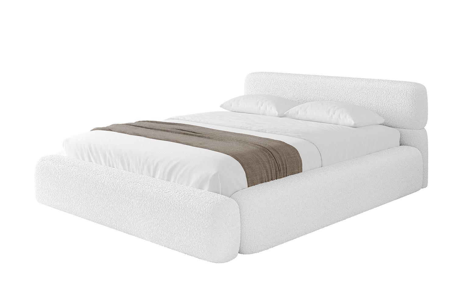 POLSTERBETT mit Bettkasten und Lattenrost, Bett mit Matratze H3/H4 - ENORA-V1 180x200 Weiß - Weiß, Holzwerkstoff/Textil (180/200cm) - ALTDECOR