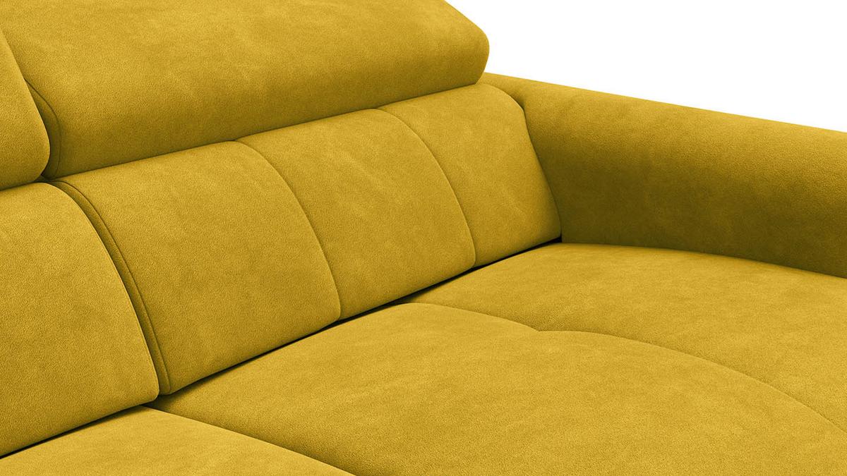 RELAXSOFA RODEN 3-Sitzer mit 2 Relax, dunkegelb, Veloursstoff - Gelb, Holz/Textil (194/82/103cm) - Wozimo