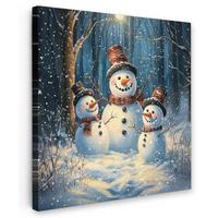 LEINWANDBILD Schneemann - Schnee - Winter - Wald Deko Wohnzimmer 20x20 cm - Hellblau, Textil (20/20cm) - MuchoWow