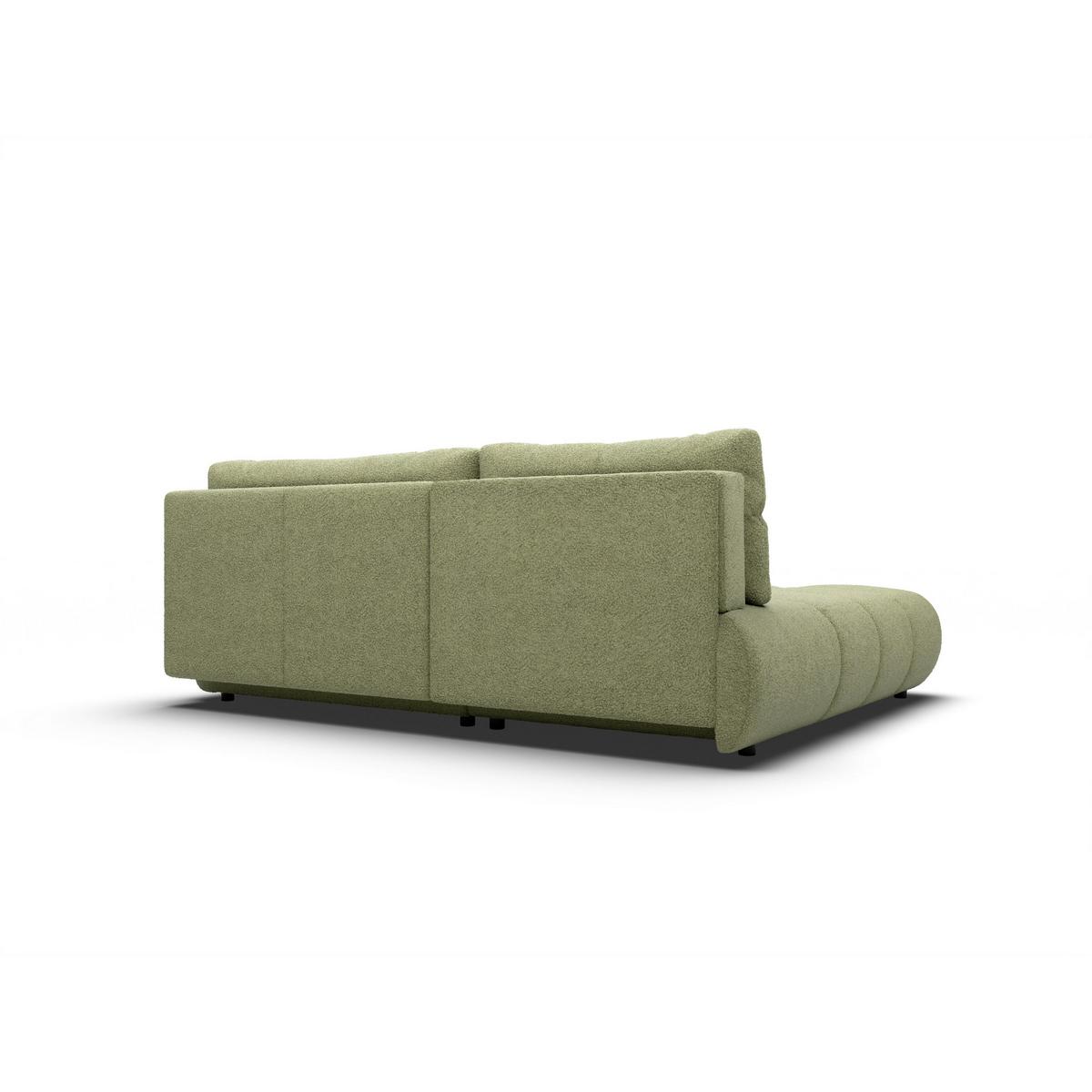 ECKSOFA CORSO L-S Grün Boucle-Stoff mit Schlaffunktion - Grün, Holz (230/177cm) - MASSENO