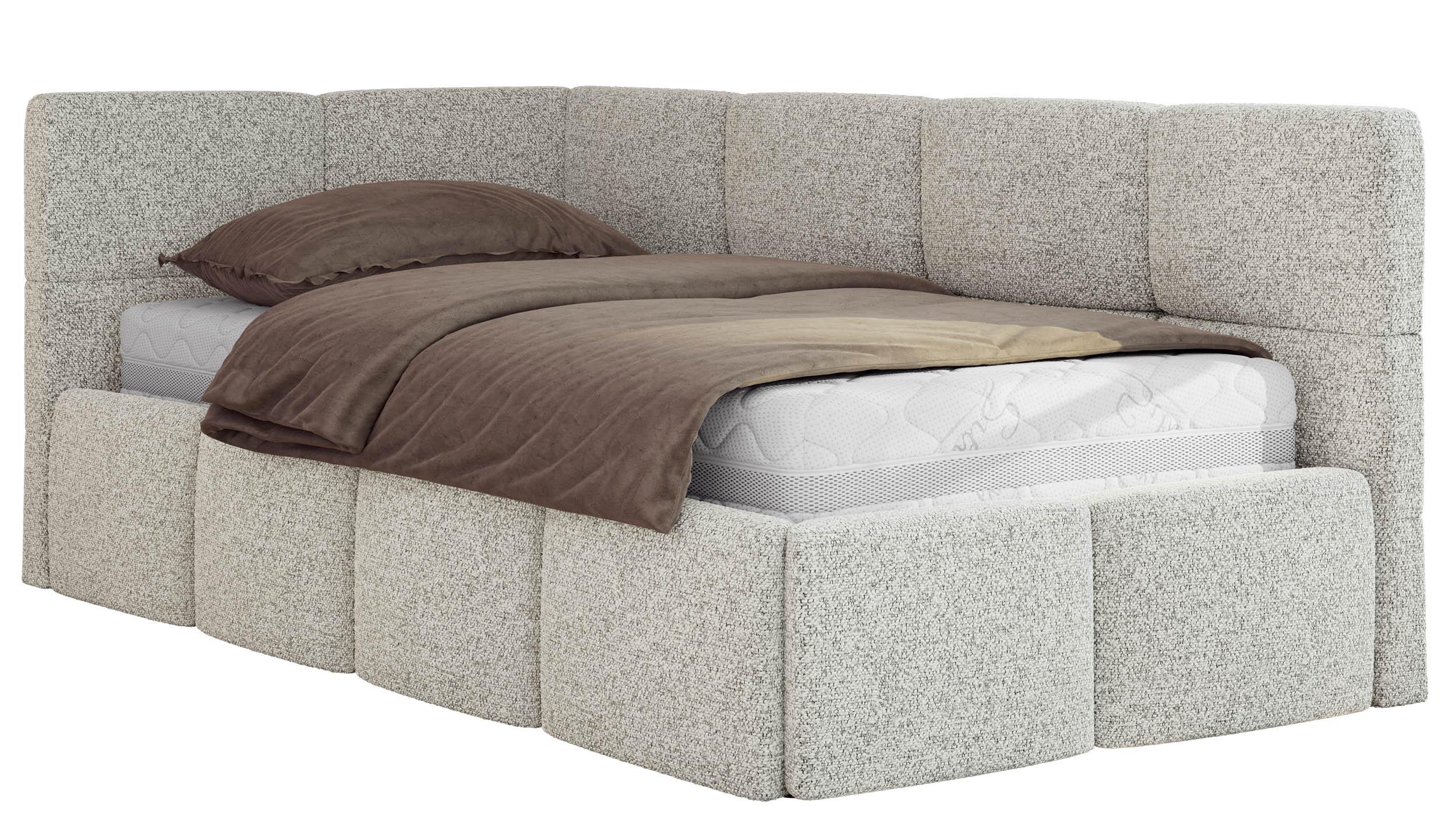 JUGENDBETT ARVO 90/200 - Hellgrau Strukture - Foam-Matratze - Links Seite - Hellgrau, Textil (90/200cm) - MKS