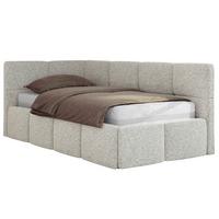 JUGENDBETT ARVO 90/200 - Hellgrau Strukture - Pocket-Matratze - Links Seite - Hellgrau, Textil (90/200cm) - MKS