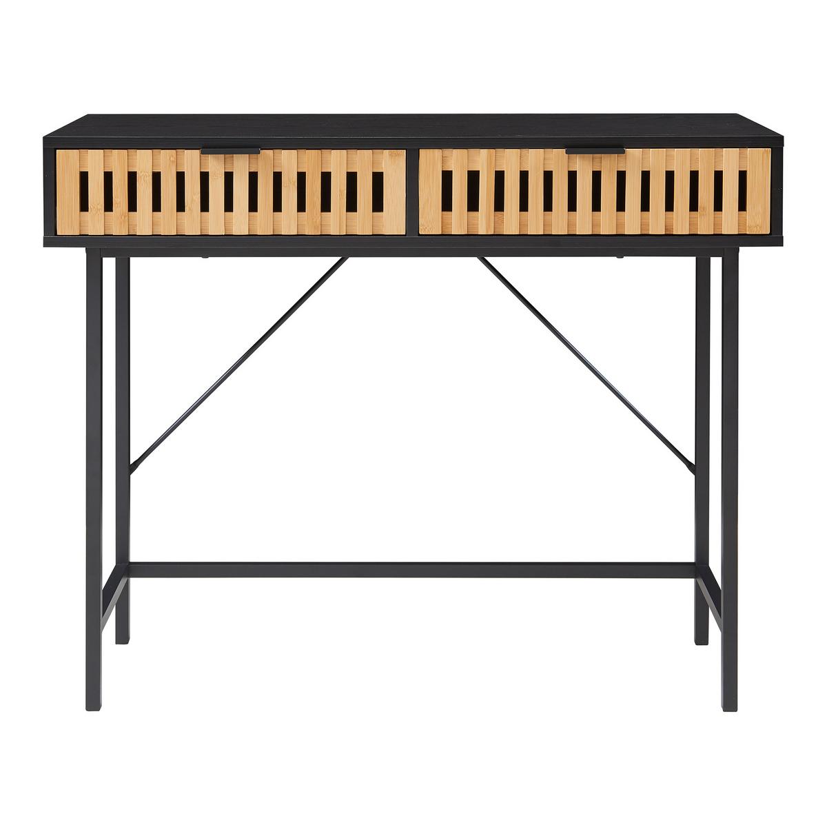 KONSOLENTISCH Luniehti - Schwarz/Naturfarben, Holzwerkstoff/Metall (40/100/75cm) - [en.casa]