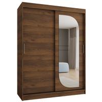 SCHIEBETÜRENSCHRANK mit Spiegel LUCY 200/150/62 2-türig - Silberfarben/Walnussfarben, Holz (150/62/150cm) - MÖBEL KRYSPOL