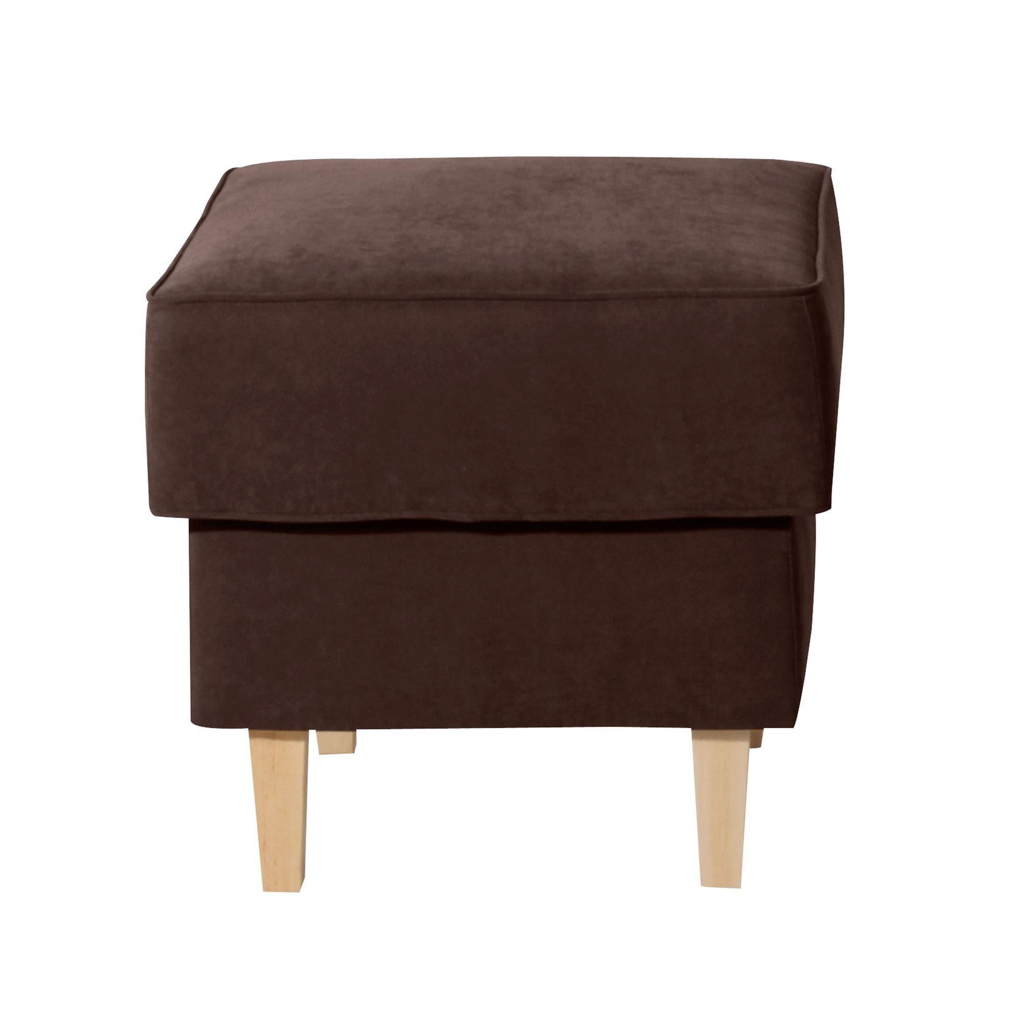 HOCKER Karlen Bezug Veloursstoff Buche natur / braun - Buchefarben/Braun, Kunststoff (53/45/53cm) - 58aufmkessel