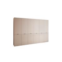 KLEIDERSCHRANK SANDBOX 300 303/49/200 cm Sandbeige / Sandbeige mit LED ohne Zusatzböden - Sandfarben/Schwarz, Holzwerkstoff/Kunststoff (303/200/49cm) - Lookway