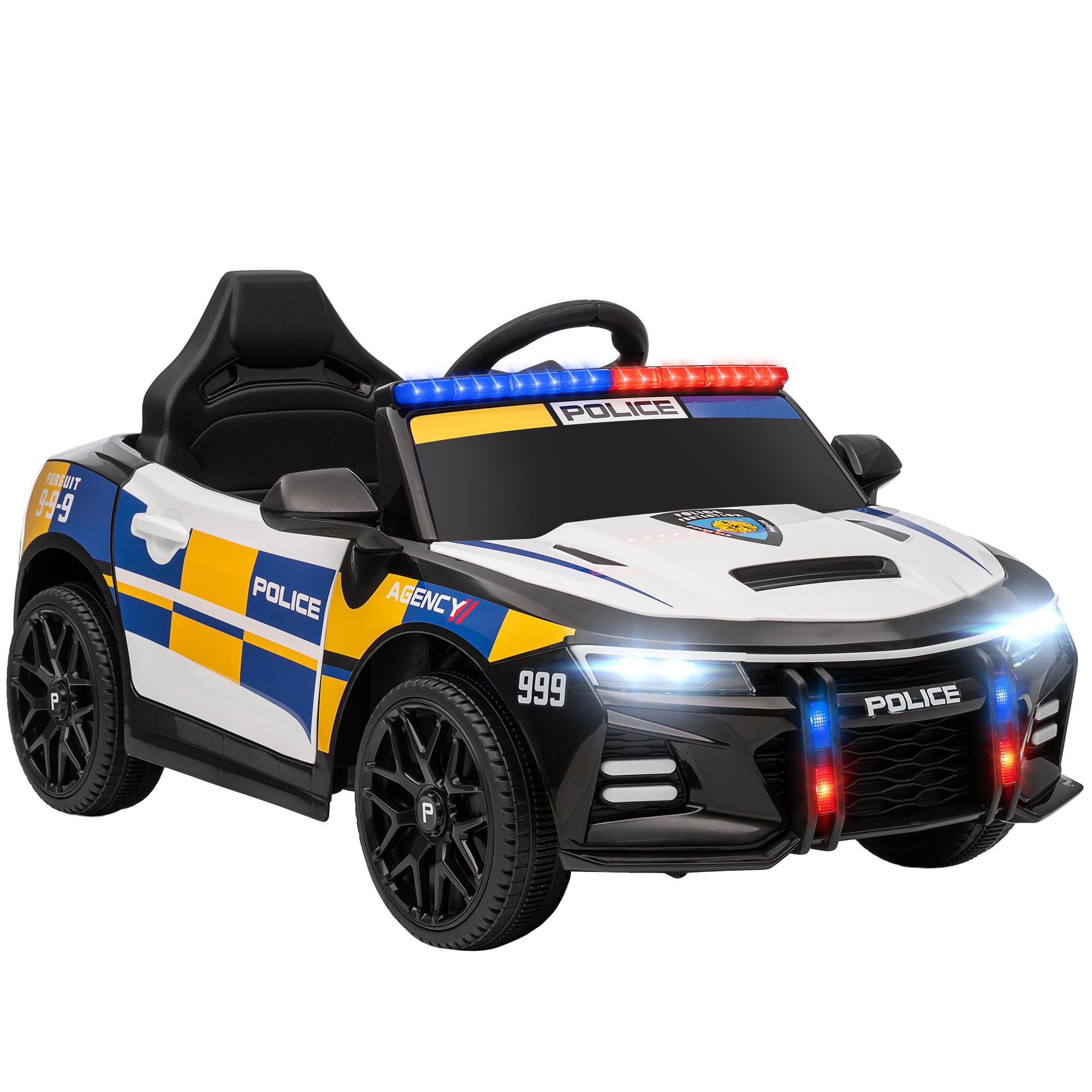 KINDER-POLIZEIAUTO Kunststoff Metall Weiß - Weiß, Kunststoff (96/60/45cm) - AIYAPLAY