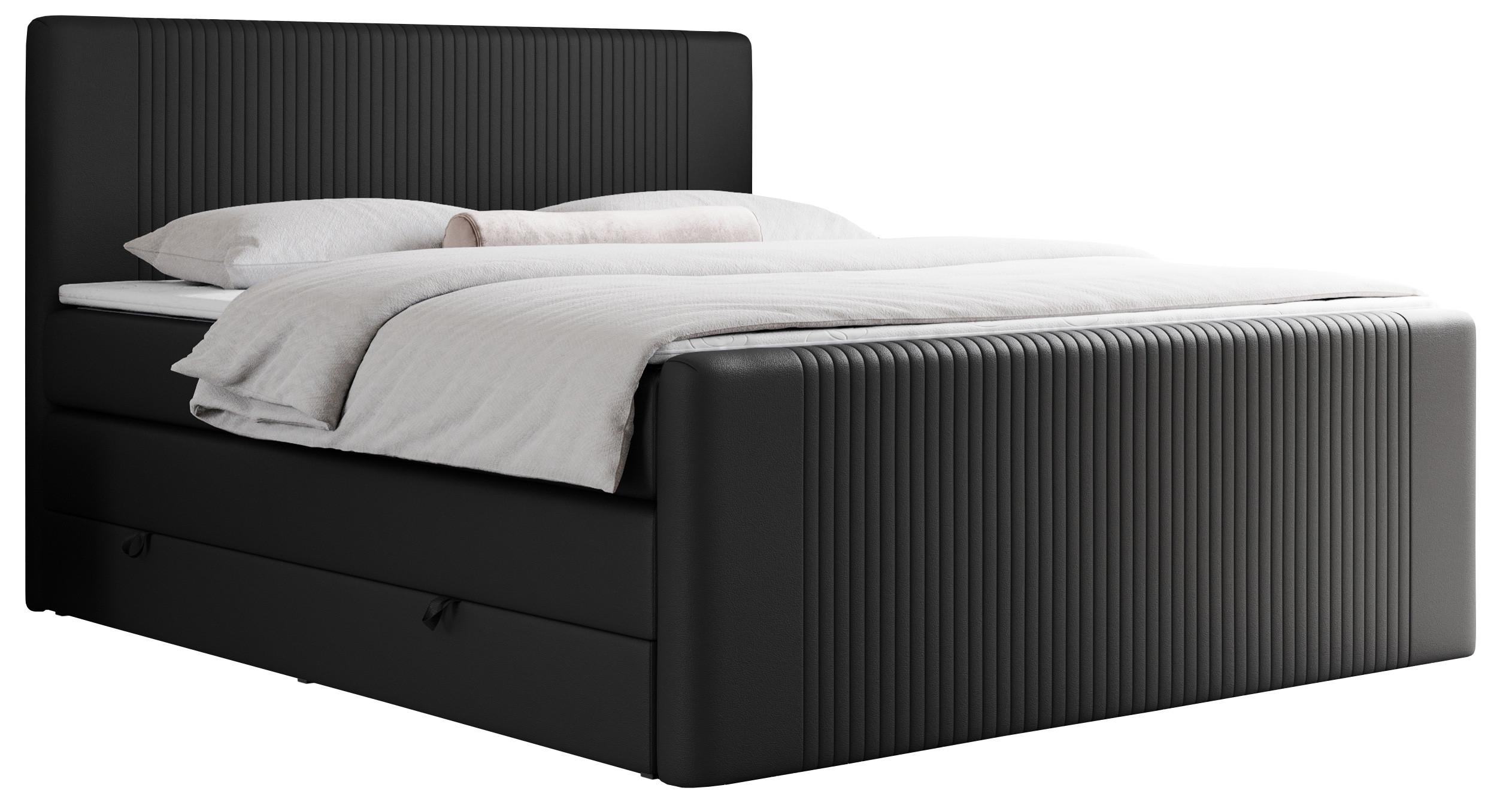 BOXSPRINGBETT KING DOREN 160/200 Schwarz Kunstleder - H3 - Schwarz, Holz/Textil (160/200cm) - MKS