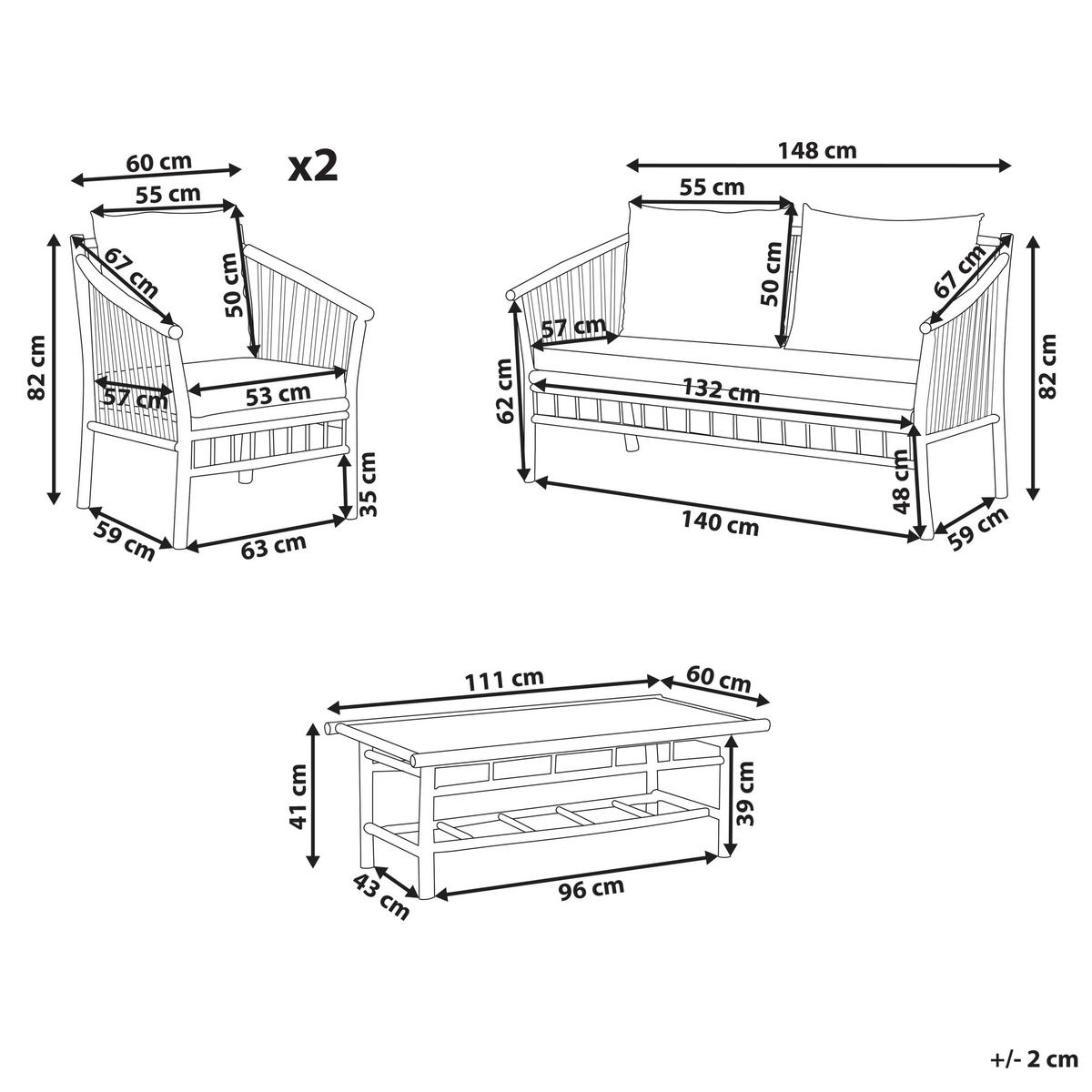 LOUNGE-SET 4-Sitzer hellbraun Maggiore - Hellbraun, Holz - Beliani
