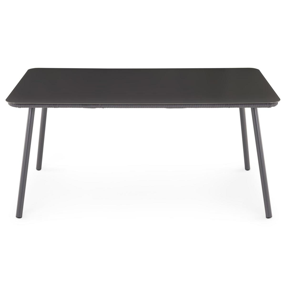 GARTENTISCH VOLONTE grau, schwarz - Grau, Glas/Metall (90/160/75cm) - IDIMEX