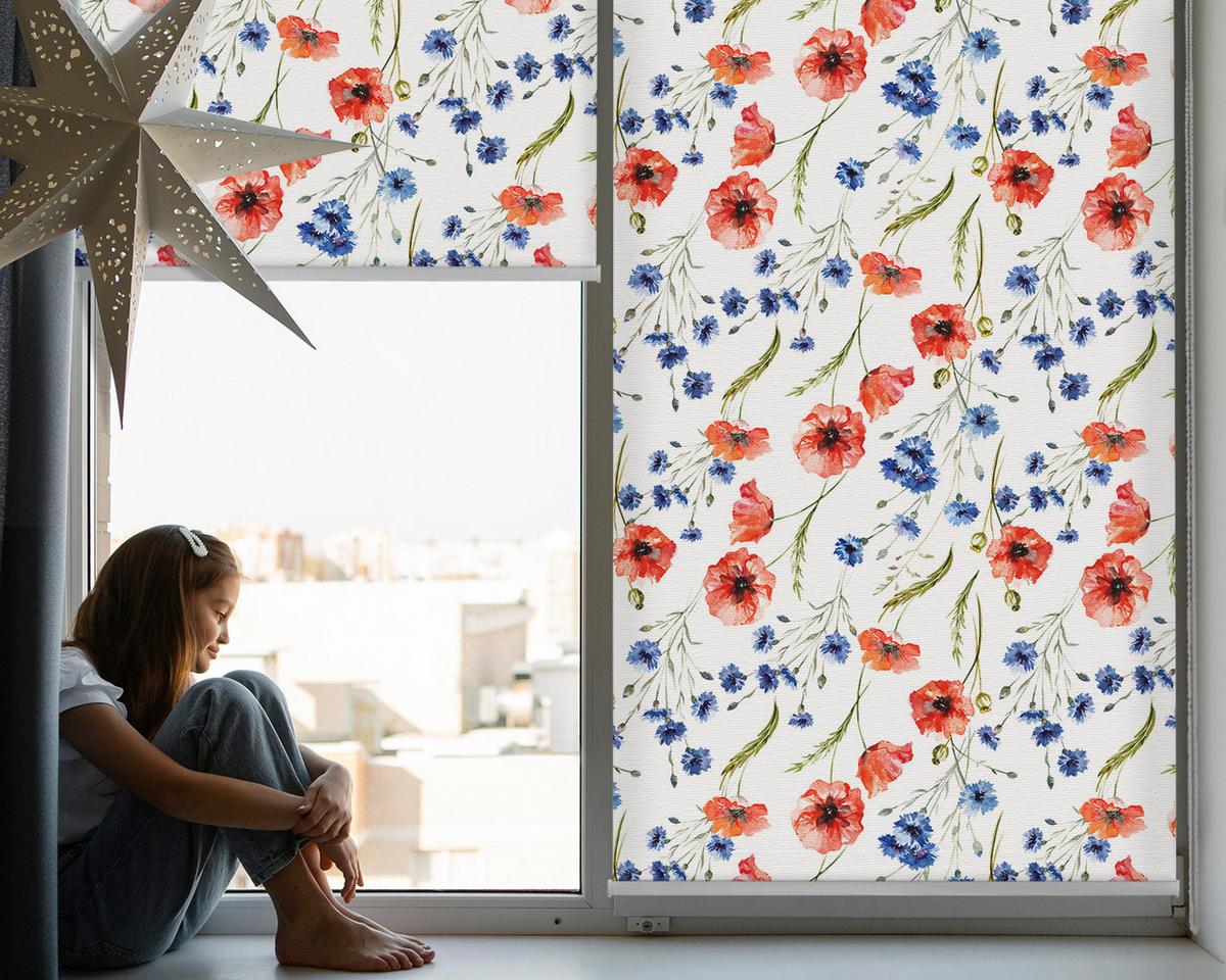 INNENROLLO - Fensterrollo - Rollo - 130x140 cm - Mohn - Rot, Kunststoff (130/140/0.5cm) - TULUP