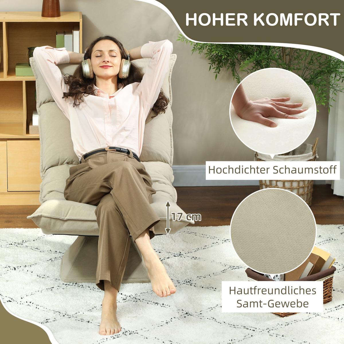 BODENSTUHL Polyester Beige - Beige, Kunststoff (62/95/70cm) - HOMCOM