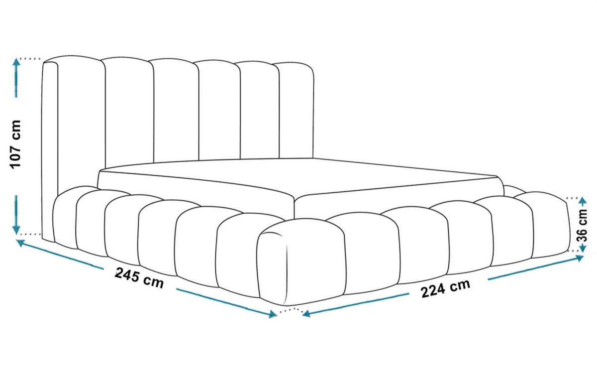 BETT 180x200 - Polsterbett mit Bettkasten und Metallrahmen - Modern Bett - Eleganter Catch Me-Stoff - Kollektion Nora Maxi - Weiß - Weiß, Holz/Textil (180/200cm) - Alpi-Möbel