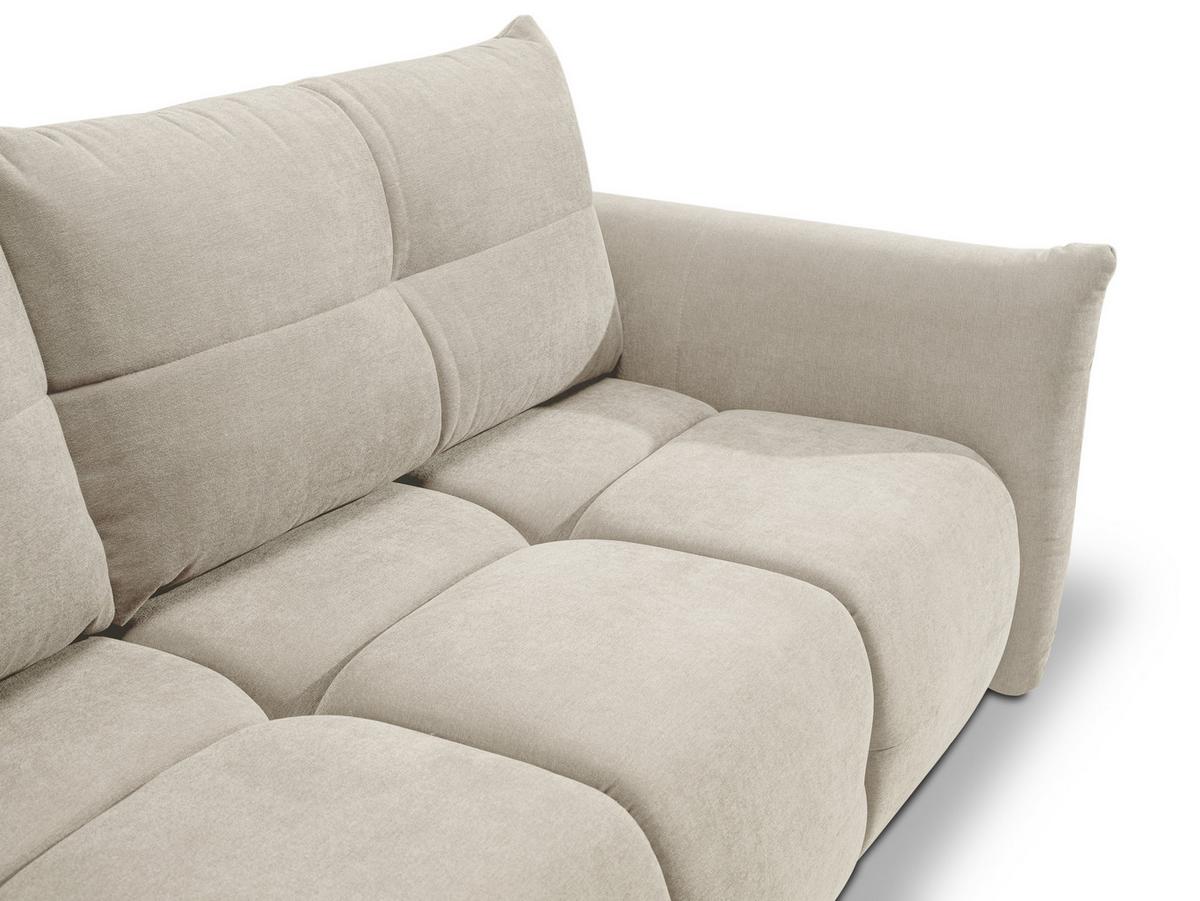 BETTSOFA MODA Beige Chenille-Stoff mit Schlaffunktion - Beige, Holz (245/86/110cm) - MASSENO