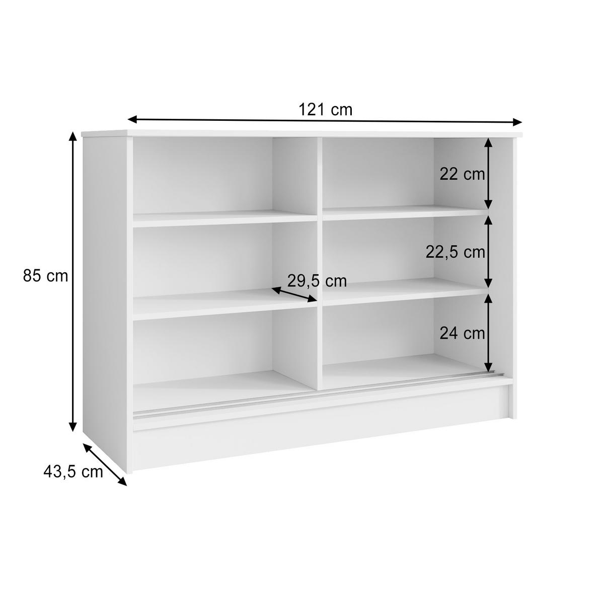KOMMODE Horizon mit 2 Schiebetüren, 120 cm, Walnuss+Schwarz - Walnussfarben/Schwarz, Holzwerkstoff (121/85/43.5cm) - Beautysofa