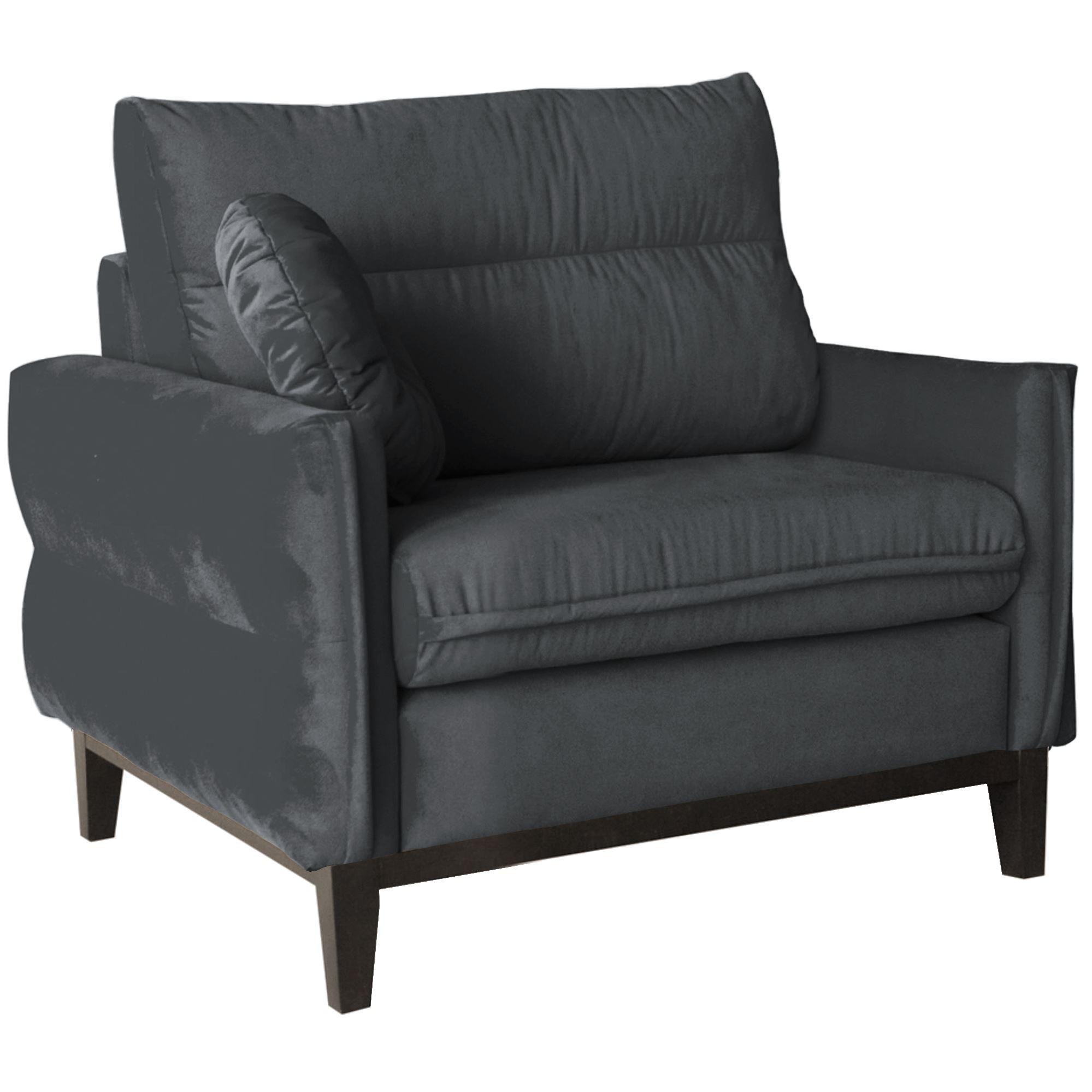 SESSEL Belweder, 94 cm, Dunkelgrau, Velourstoff - Wengefarben/Dunkelgrau, Holz/Textil (94/95/94cm) - Beautysofa