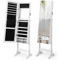 SCHMUCKSCHRANK neigungsverstellbar Weiß - Weiß, Holz (41/158/36cm) - COSTWAY