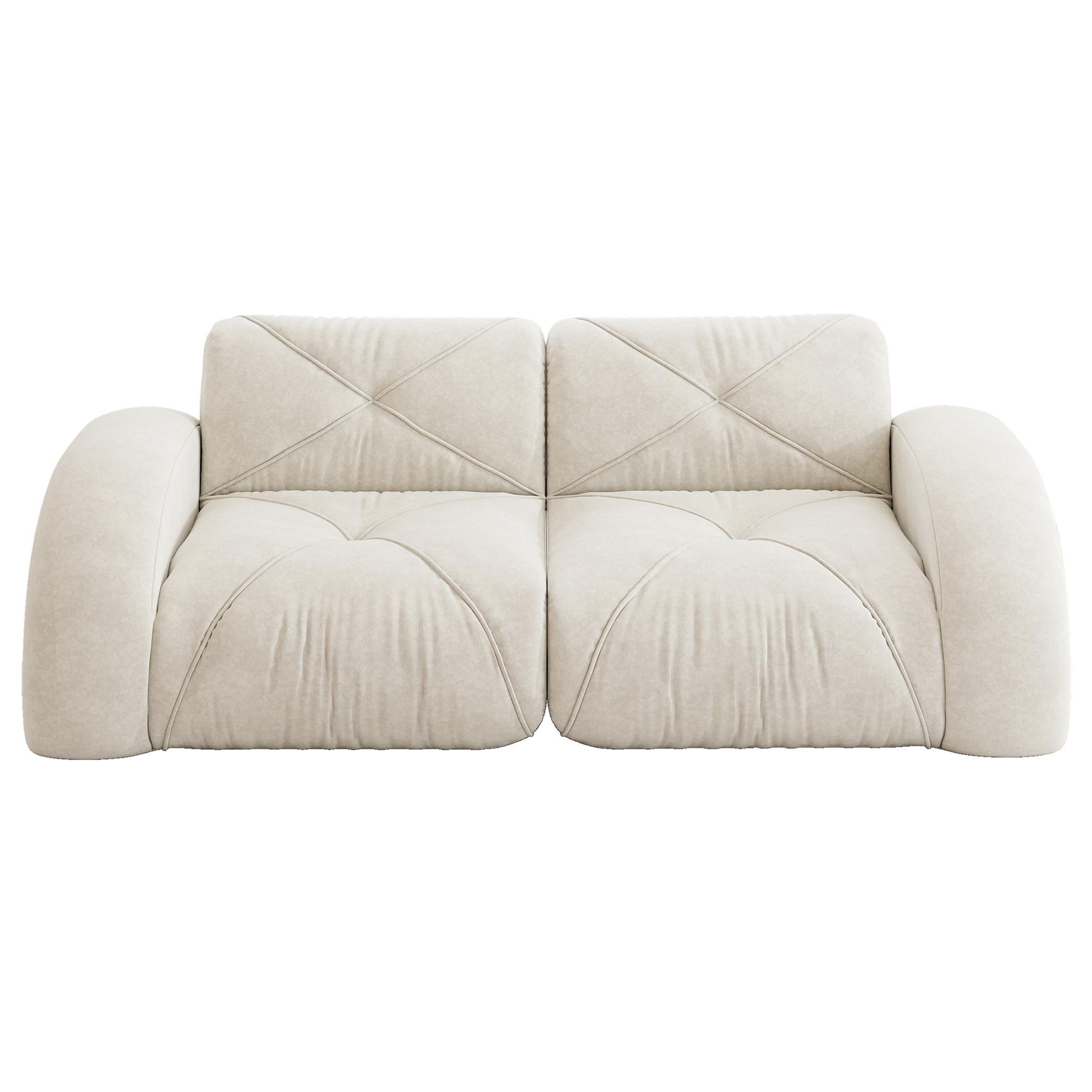 2-SITZER SOFA chenille modular & montagefrei - Weiß, Textil (204/76/95cm) - Urban Meuble