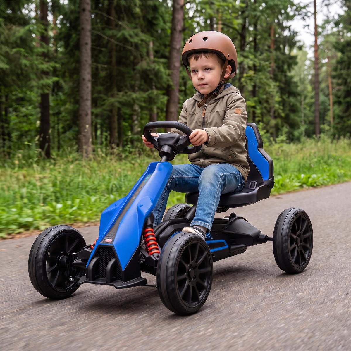 KINDER-ELEKTRO-GOKART Kunststoff Metall Blau - Blau, Kunststoff (100/58/58.5cm) - HOMCOM