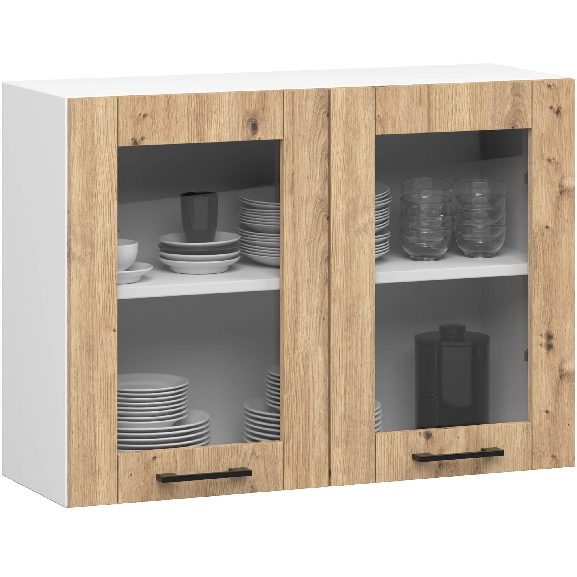 HÄNGESCHRANK Weiß, Eiche Artisan 58/80/30,5 - Weiß/Eiche Artisan, Holzwerkstoff (80/58/30cm) - RAUMHIRSCH FURNITURE