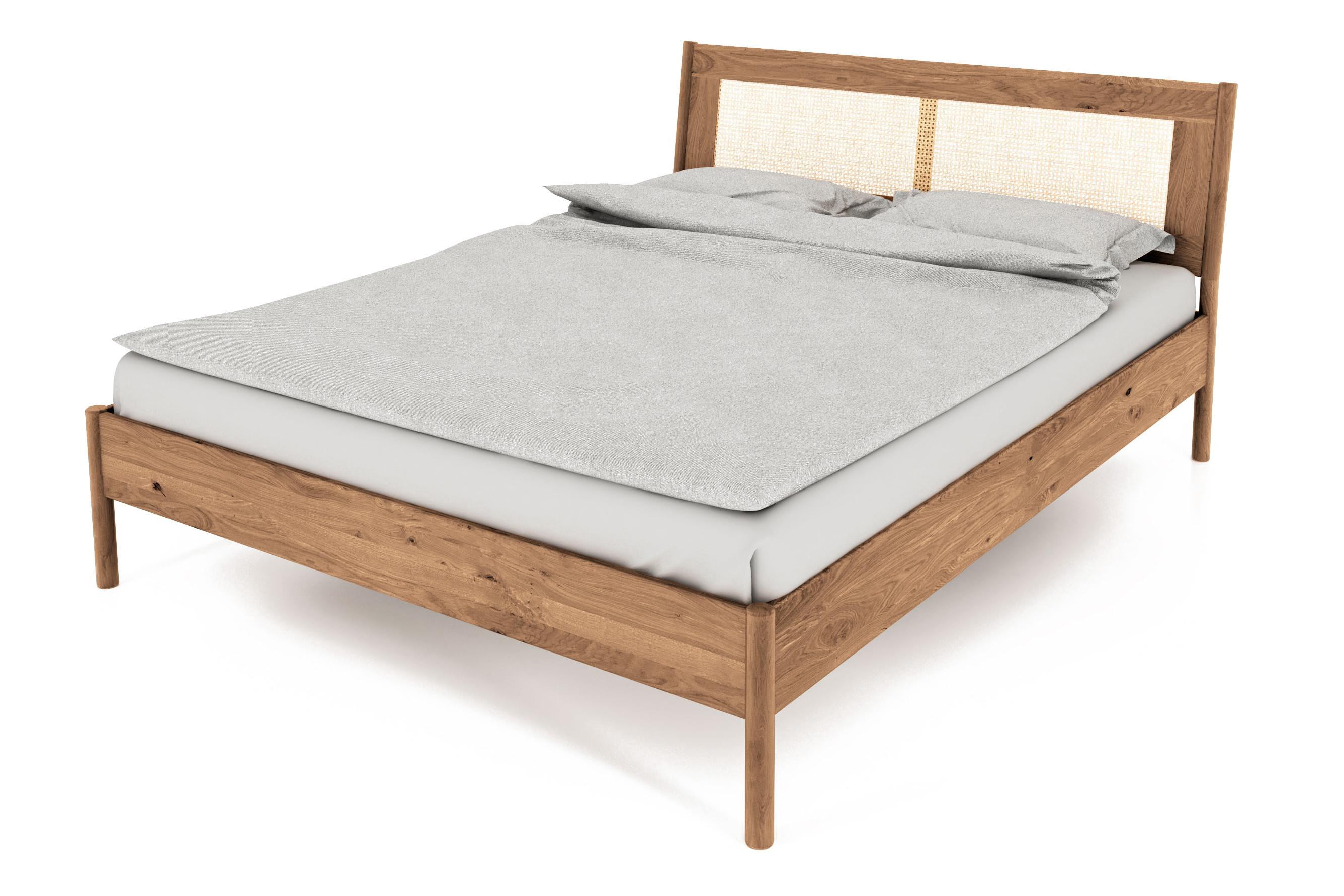 BETT MIT RATTANKOPFTEIL INA 80x200 Wildeiche - Beige, Holz (80/200cm) - byoak