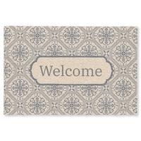 FUSSMATTE Willkommen - Klassisch - Grau Flurteppich 60x40 cm - Beige, Kunststoff (60/0.4cm) - MuchoWow