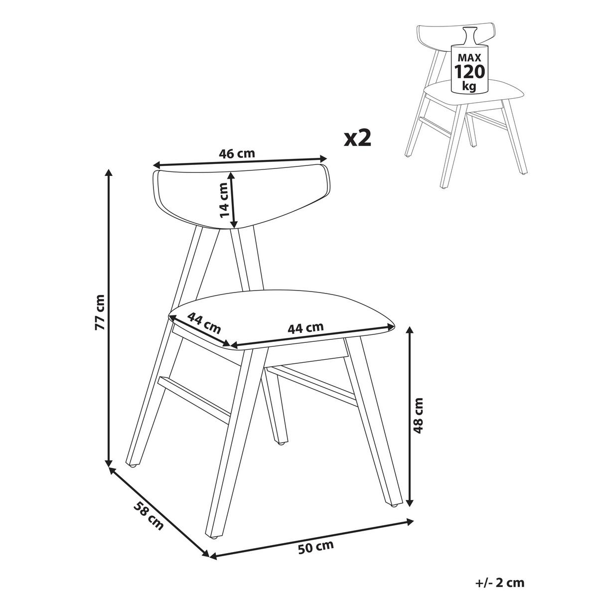 ESSZIMMERSTUHL 2er-Set Hellgrau Lacota - Hellgrau/Braun, Holz (50/77/58cm) - Beliani
