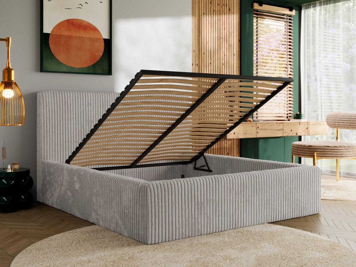 POLSTERBETT TILIANO CLASSIC 140/200 - Hellgrau Cord - Multipocket-Matratze - Hellgrau, Textil (140/200cm) - MKS