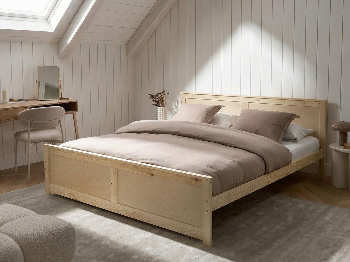 BETT mit Lattenrost 180/200 cm Kiefernholz Hellbraun Dauphin - Hellbraun, Holz (180/200cm) - Beliani