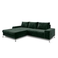 ECKSOFA L Form Artemia Grün Samt 275/192/81 cm – modernes Sofa fürs Wohnzimmer L - Silberfarben/Grün, Textil/Metall (192/275cm) - AX Living