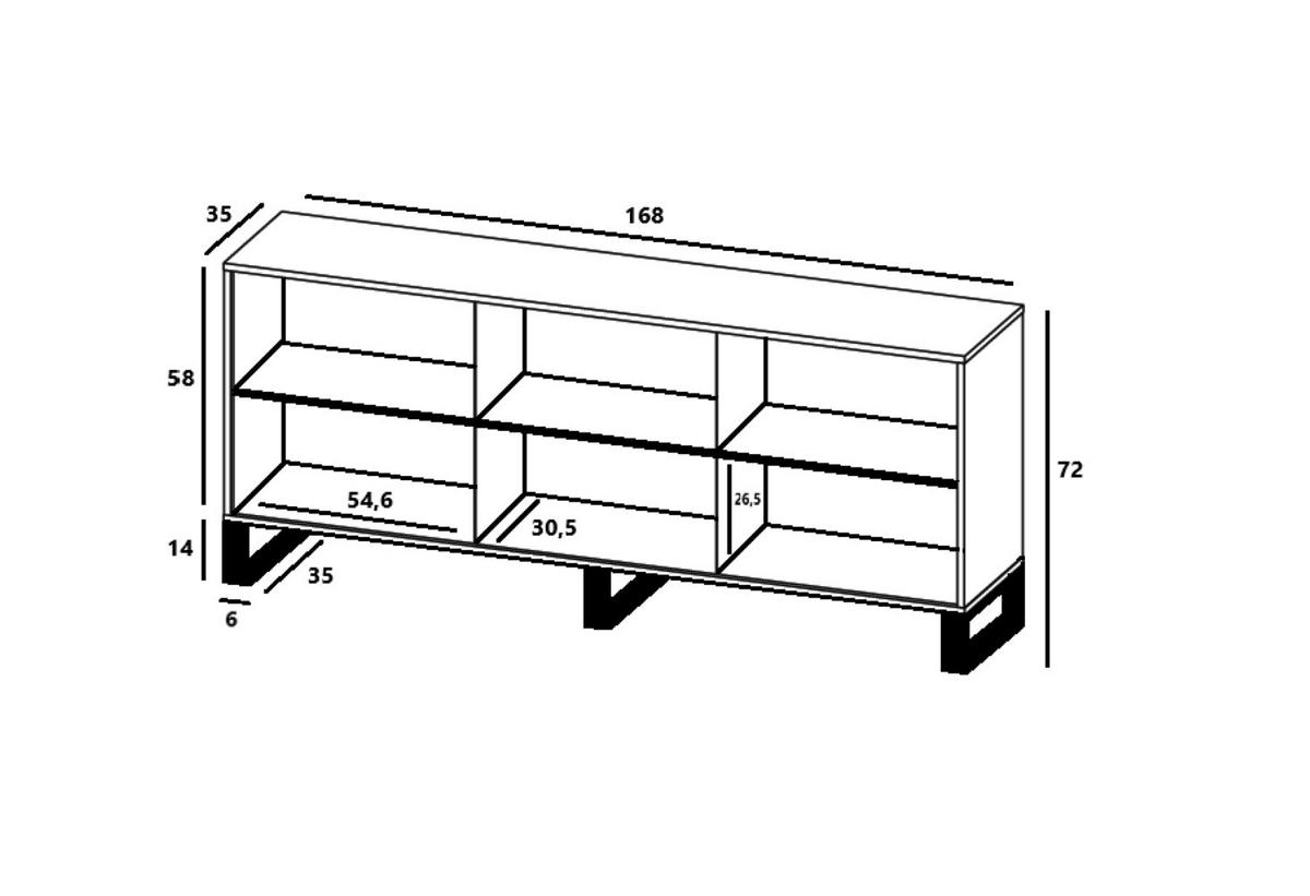 KOMMODE Apollo 3D Eiche wotan Graphit Matt 168/72/35 cm - Graphitfarben/Schwarz, Holzwerkstoff/Metall (168/72/35cm) - Meble Lindner