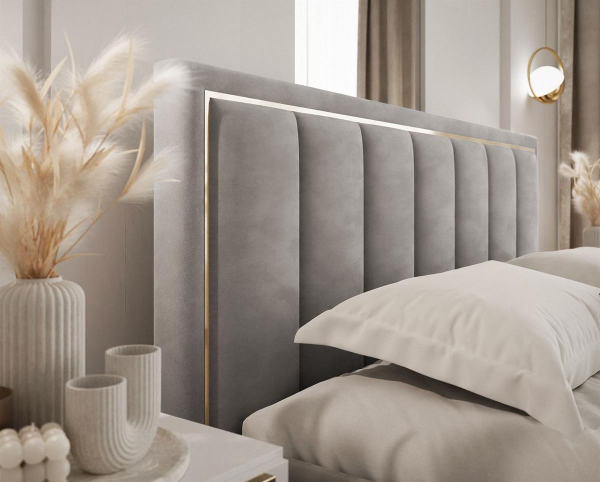 POLSTERBETT AURELIA 180x200 mit Stauraum für Bettwäsche und Rahmen Jasmine 90 - Dunkelgrau, Textil - Lookway