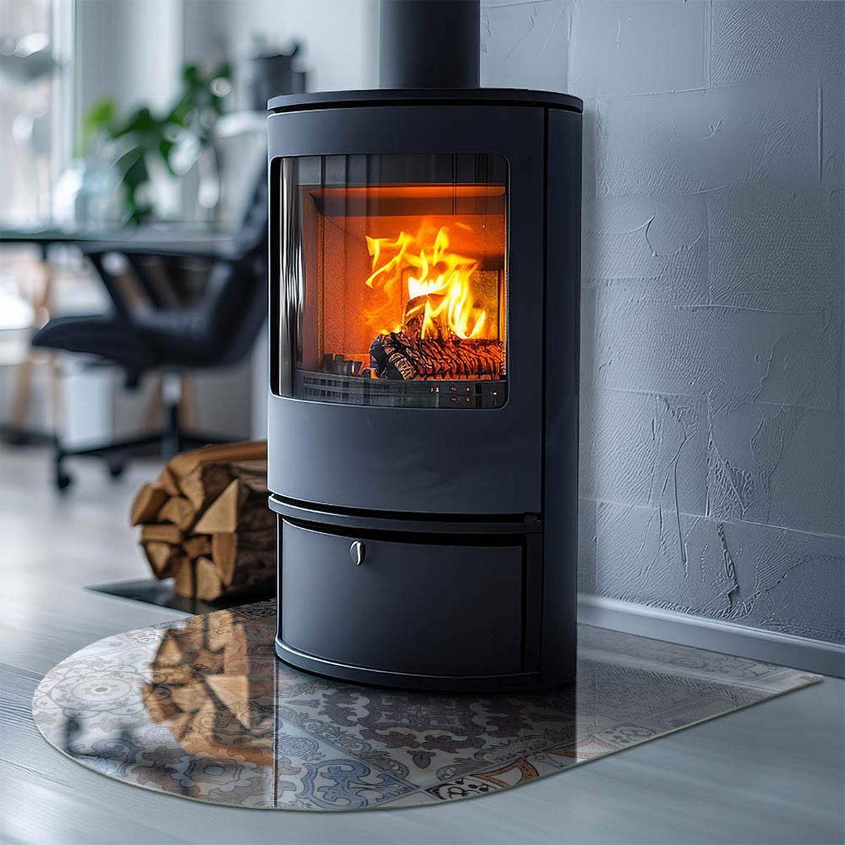 GLASPLATTE für Kamin 80x70 cm - Grau, Glas (80/70/0.4cm) - TULUP