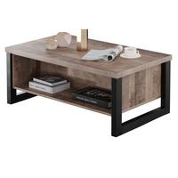 COUCHTISCH Eiche Tabak, schwarz 110 x 65 cm, Beistelltisch mit Ablage - Eichefarben/Schwarz, Holzwerkstoff (65/110/45cm) - Top.Furn