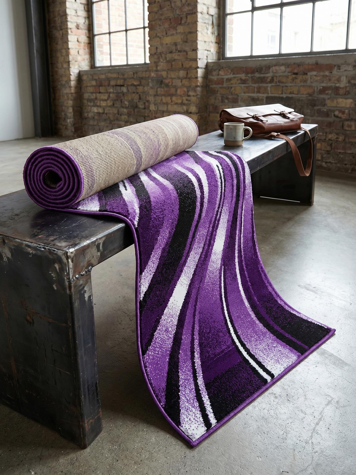 KURZFLORTEPPICH DRAU, mit abstraktem Wellenmuster, Violett, 80 x 300 cm - Lila, Textil (80/300cm) - KADIMA DESIGN