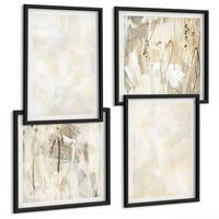 BILDER SET 4er Set - 50x50 cm & 40x60 cm Schwarzer Rahmen - Helles Strukturfarbendesign - Schwarz, Kunststoff (50/50cm) - TULUP