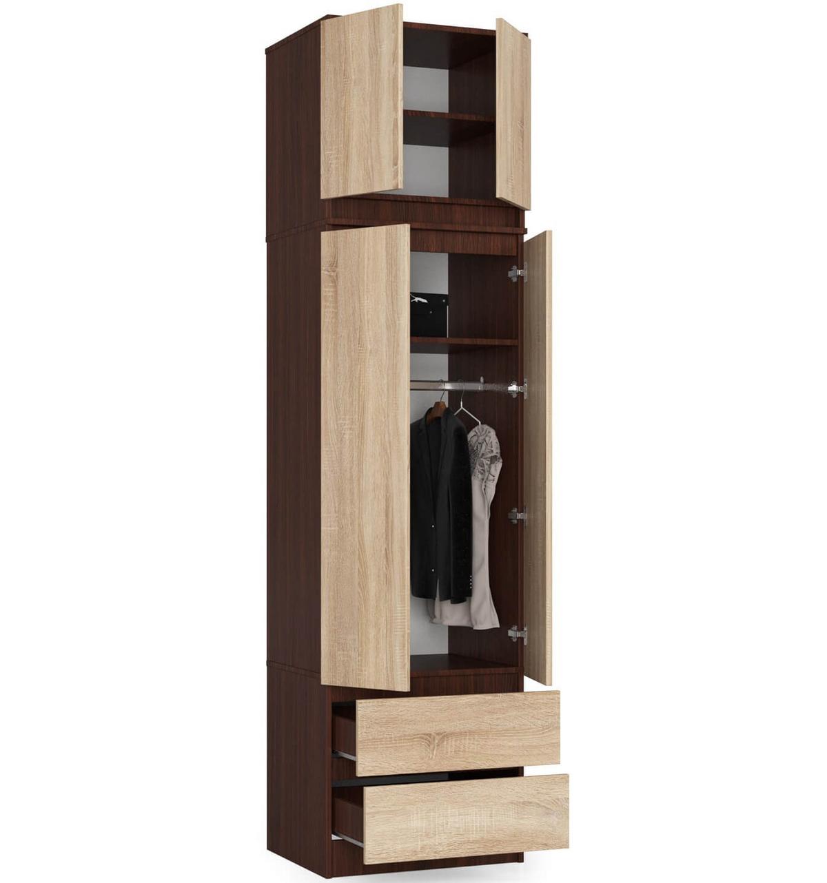 KLEIDERSCHRANK Dunkelbraun, Eiche Sonoma 234/60/51 - Dunkelbraun, Holzwerkstoff (60/234/51cm) - RAUMHIRSCH FURNITURE