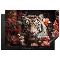 HERDABDECKPLATTE Tiger - Tier - Natur - Floral - Botanisch Ceranfeldabdeckung 78x52 cm - Orange, Kunststoff (78/52/0.2cm) - MuchoWow