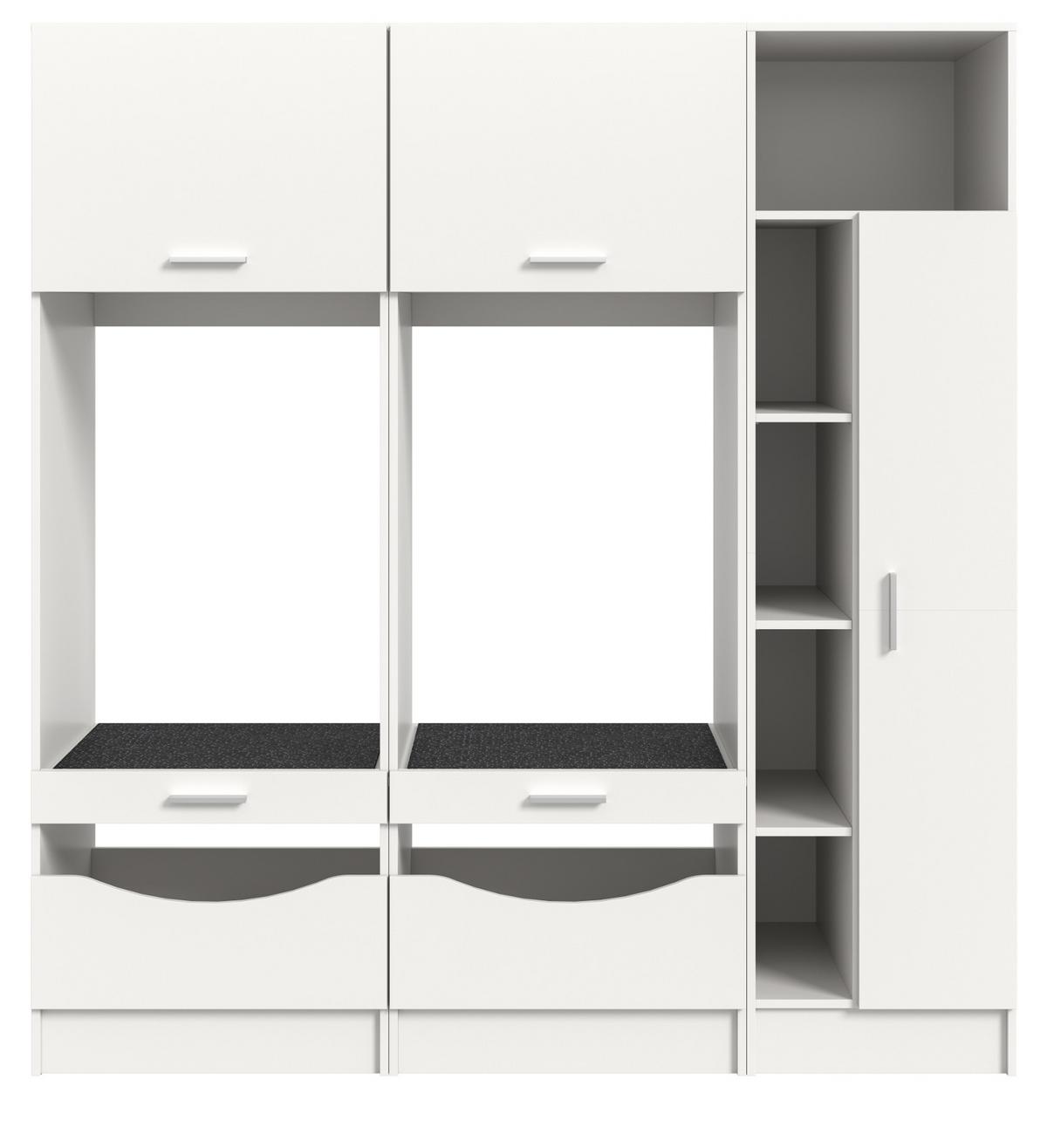 WASCHMASCHINENSCHRANK weiß Set 3-teilig, Waschmaschinenumbau 182 cm mit viel Stauraum - Silberfarben/Weiß, Glas/Holzwerkstoff (182/195/68cm) - Inn.Furn