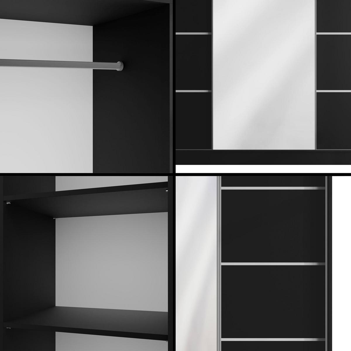 KLEIDERSCHRANK PAOKI - 250 cm - Schwarz - Schwarz, Holzwerkstoff (250/215/61cm) - ALTDECOR