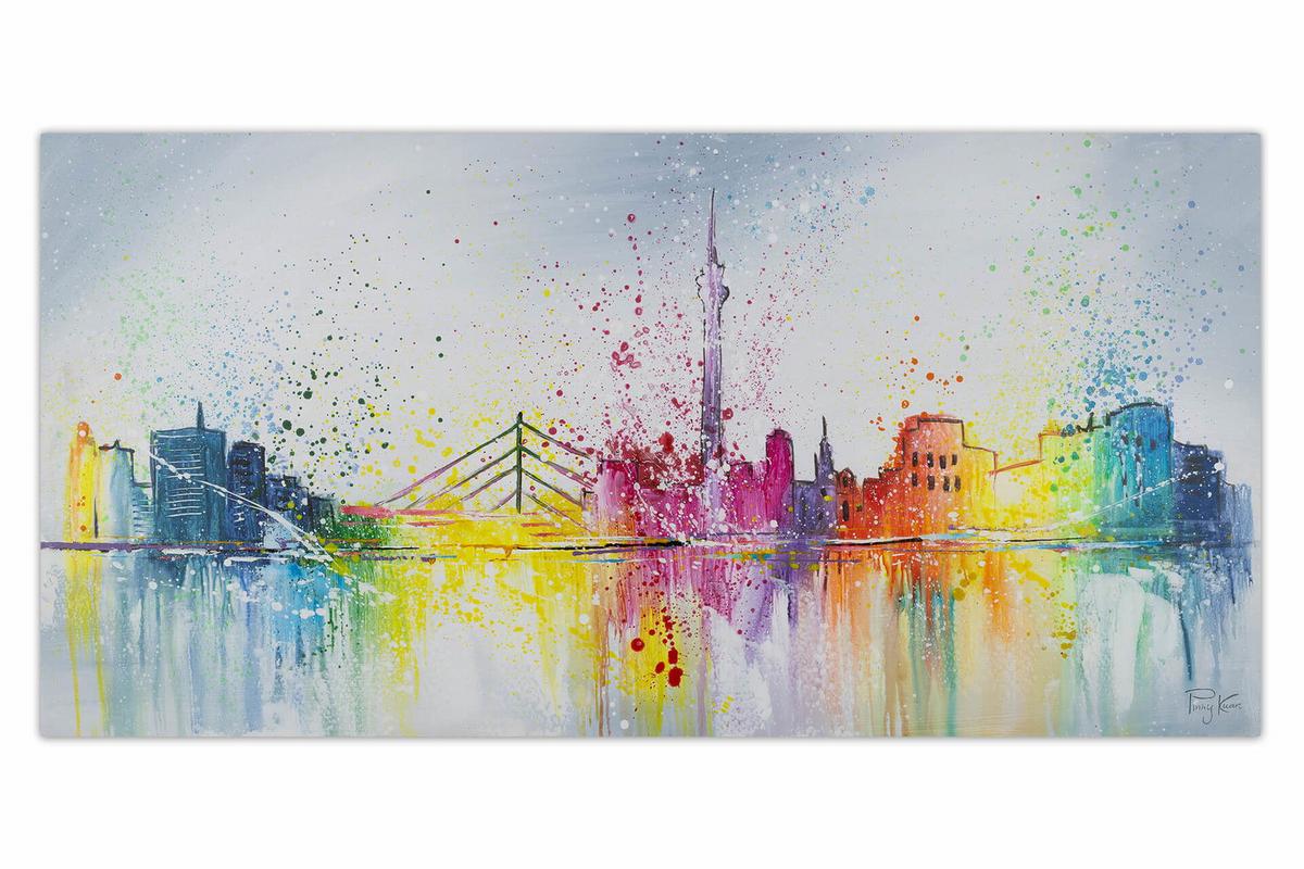ACRYLBILD HANDGEMALT 120/60 cm - Multicolor/Grau, Holz/Textil (120/60cm) - KUNSTLOFT