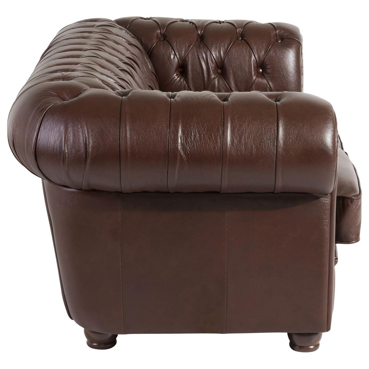 SOFA 2-Sitzer Kalea Bezug Wischleder Buche nussbaum dunkel / braun - Braun, Leder (172/76/98cm) - 58aufmkessel