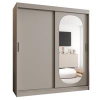 SCHIEBETÜRENSCHRANK mit Spiegel ROYAL 200/180/62 2-türig - Kaschmir/Silberfarben, Holz (180/62/180cm) - MÖBEL KRYSPOL
