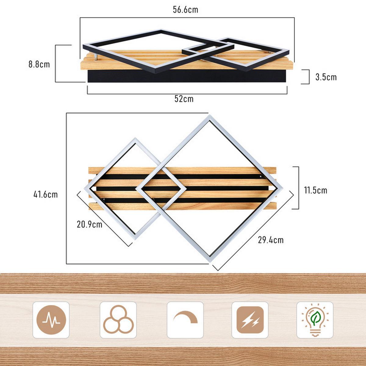 LED-DECKENLEUCHTE Eleganz II 8.8/56.6/41.6cm - Eschefarben, Holz (8.8/56.6/41.6cm) - Nettlife
