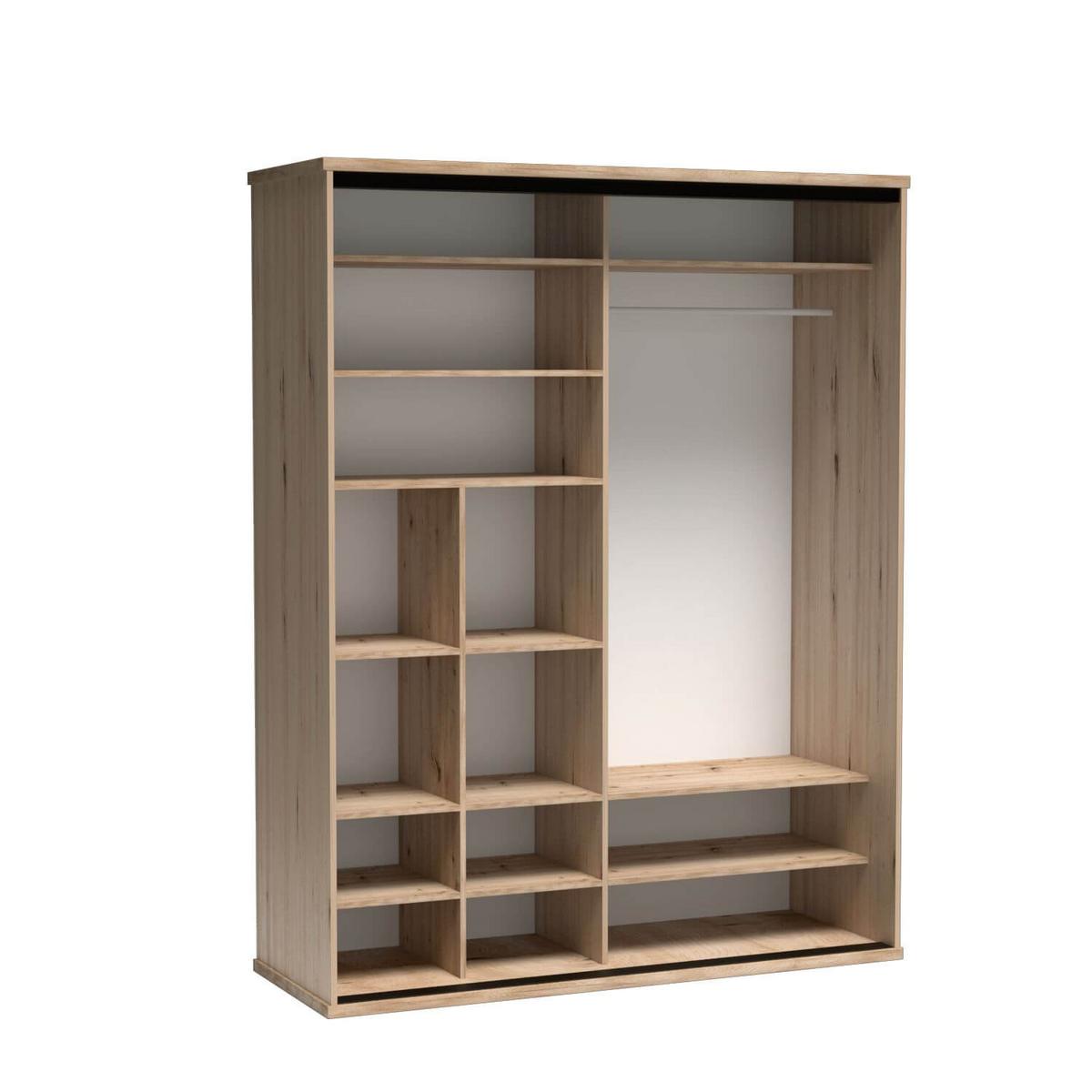 SCHWEBETÜRENSCHRANK ALMERIA 179/216/60,2 cm -türig mit Spiegel Eiche Artisan - Eiche Artisan, Holzwerkstoff (179/216/60.2cm) - MASSENO