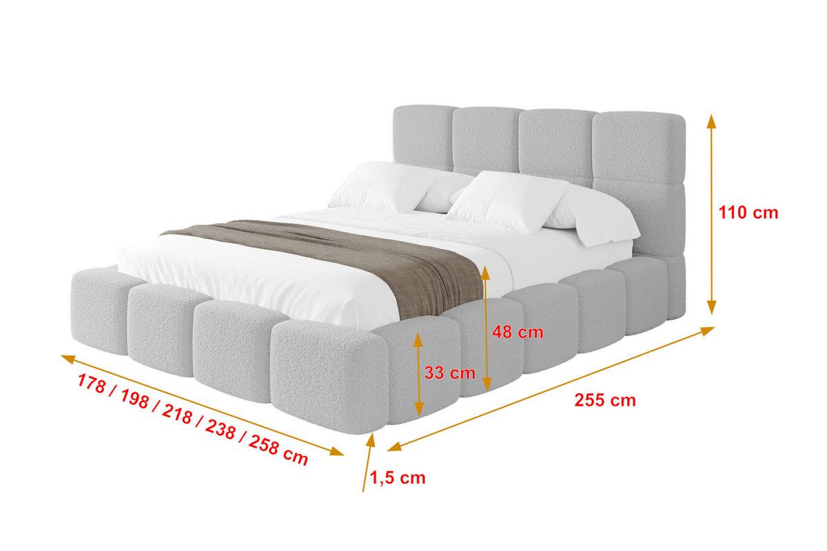 POLSTERBETT mit Bettkasten und Lattenrost mit Kopfteil, Boxbett ohne Matratze, mit Stauraum - NATA 120x200 Hellgrau - Hellgrau, Holzwerkstoff/Textil (120/200cm) - ALTDECOR