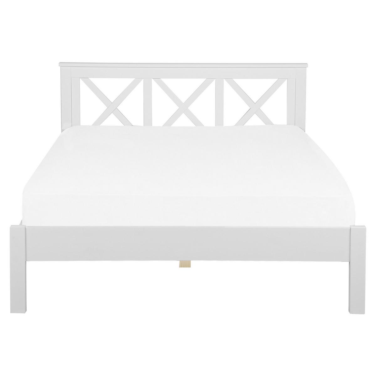 BETT mit Lattenrost 160x200 cm Weiß Tannay - Weiß, Holz (160/200cm) - Beliani