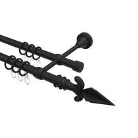 GARDINENSTANGE Primus Matteo 200 cm, 2-läufig, 16 mm Ø Schwarz - Schwarz, Metall (200cm) - INTERDECO