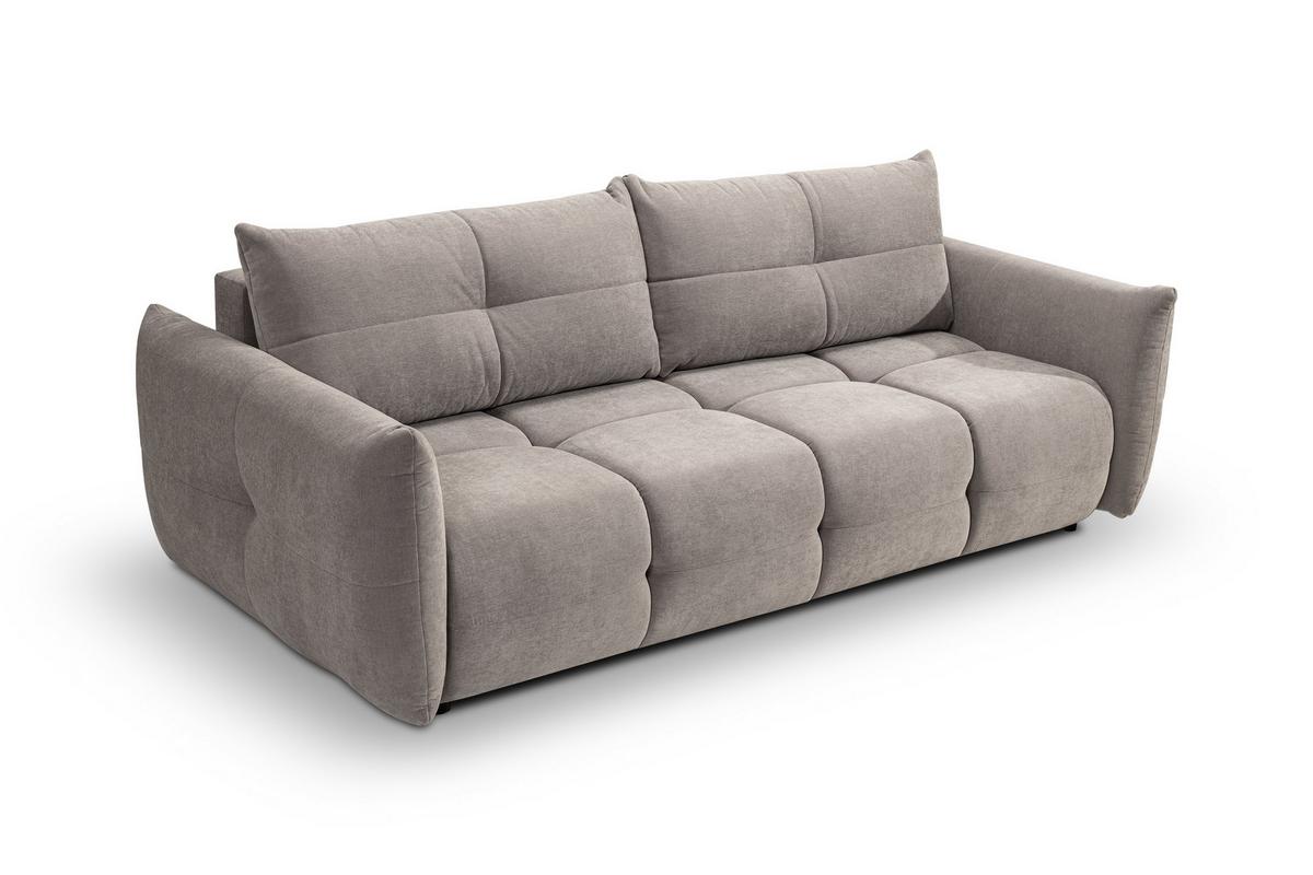 BETTSOFA MODA Beige Chenille-Stoff mit Schlaffunktion - Beige, Holz (245/86/110cm) - MASSENO